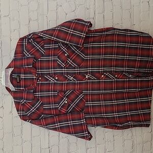 Men's Red Plaid 2XL Short Sleeve Pearl Snap Western Shirt Rodeo Vintage